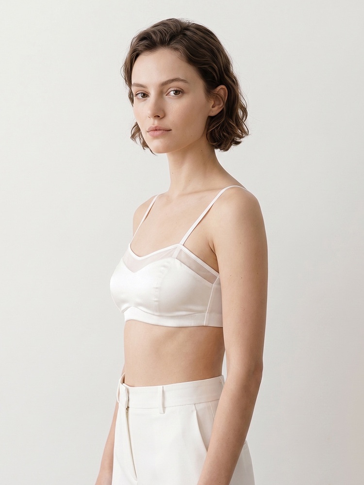 Birdtree, 19MM 93% Real Silk 7 - Sheer Mesh Bra recension och pris
